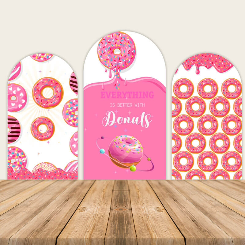 Donuts Theme Birthday Party Decoration Chiara Backdrop Arched Wall Covers ONLY-ubackdrop