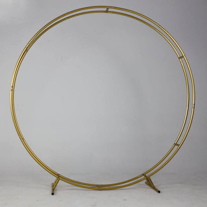 6.5ft Gold Wedding Arch Backdrop Stand Double Layer Round Stand Party Decoration-ubackdrop