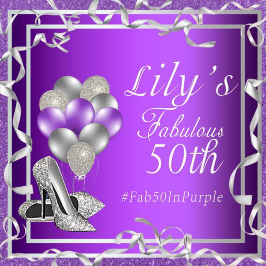 Fabulous 50 In Purple Backdrop-ubackdrop