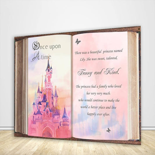Fairytale Story Book Backdrop Once Upon a Time Birthday Party Decoration Banner for Girls-ubackdrop
