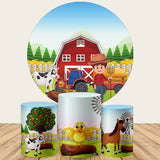 Farm Theme Party Round Backdrop Cover