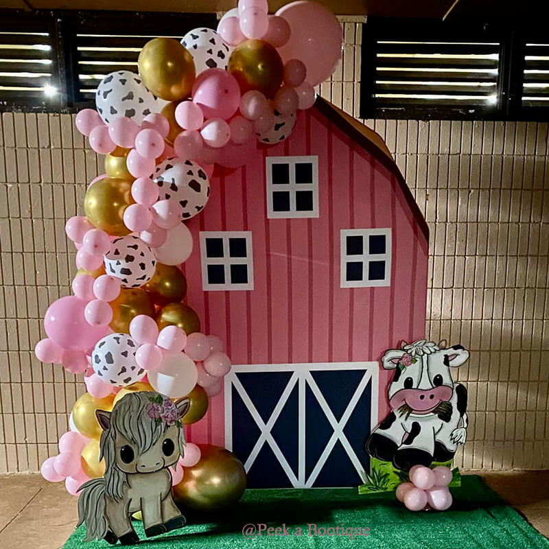 5.3x8ft Barn Backdrop Stand | Farm Themed Birthday Party Decoration Prop-ubackdrop
