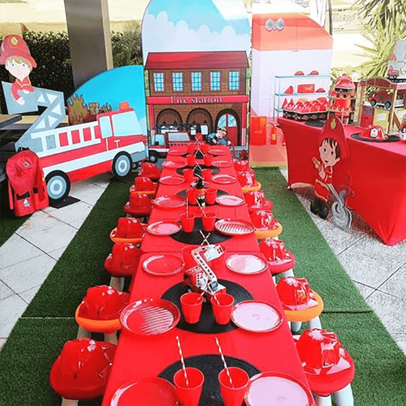 Fire Truck Theme Birthday Party Decoration Chiara Backdrop Arched Wall Covers ONLY-ubackdrop