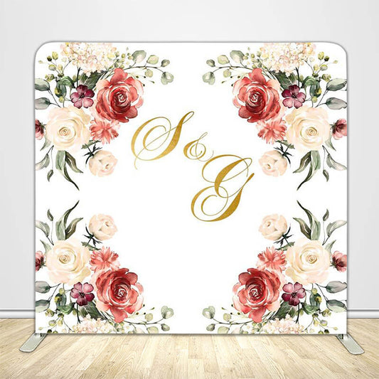 Floral Wedding Tension Fabric Backdrop Frame with Cover-ubackdrop