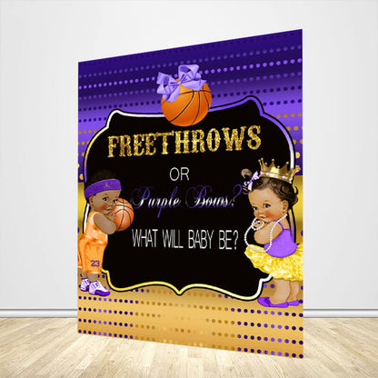 Free Throws or Purple Bows Gender Reveal Backdrop - Designed, Printed & Shipped-ubackdrop