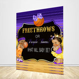 Free Throws or Purple Bows Gender Reveal Backdrop - Designed, Printed & Shipped