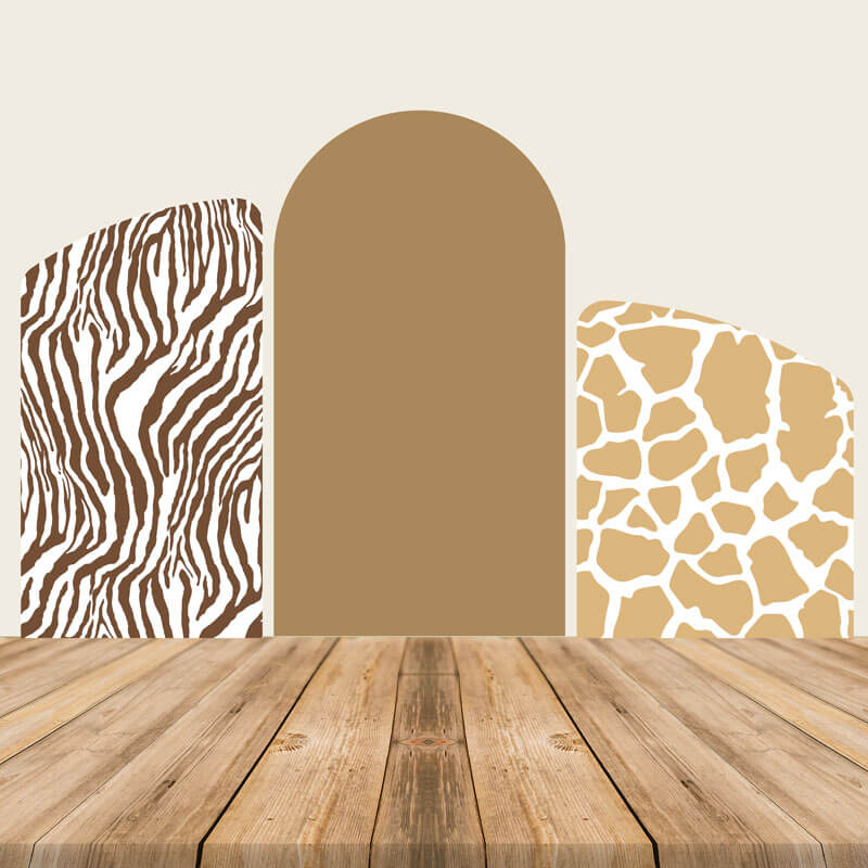 Giraffe Print Arched Wall Covers Safari Theme Birthday Decoration-ubackdrop