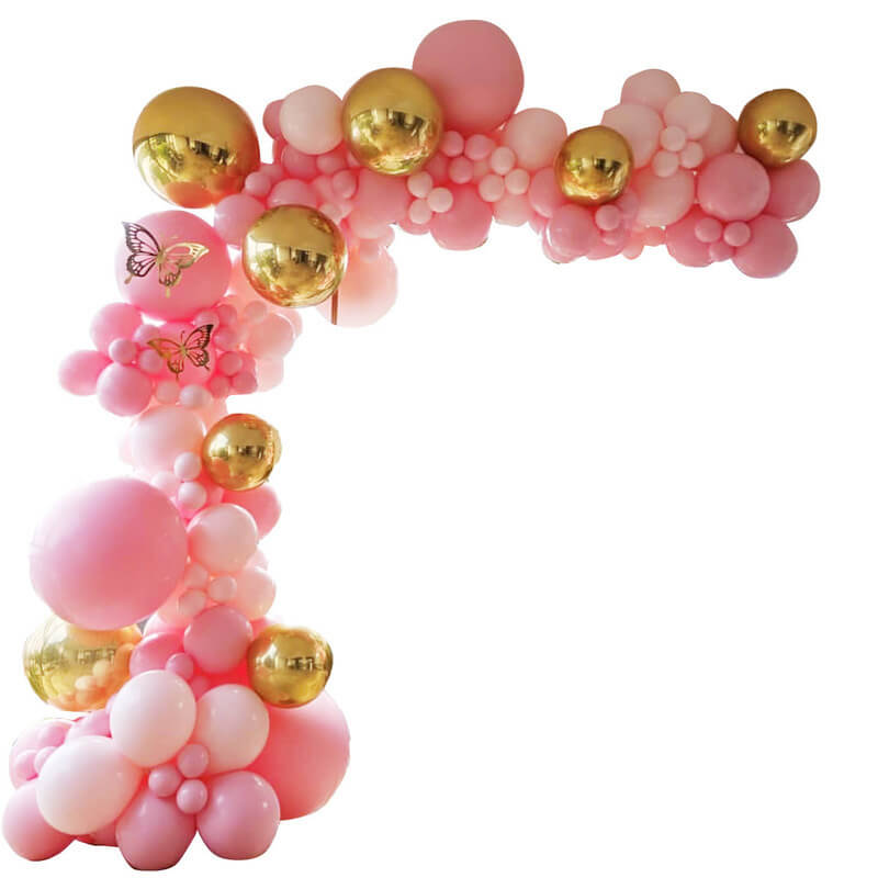 Pink Gold Girl's Birthday Balloon Garland Arch Kit-ubackdrop