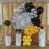 Glitter Silver Circle Backdrop Cover