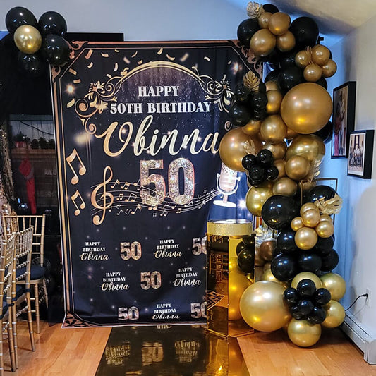 Black, white and gold party  White party decorations, 50th birthday party  decorations, Black gold party