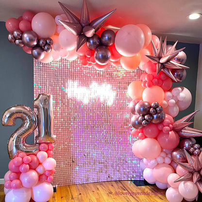 Gradient Pink Shimmer Wall Panels, Easy Setup Party Decorations-ubackdrop