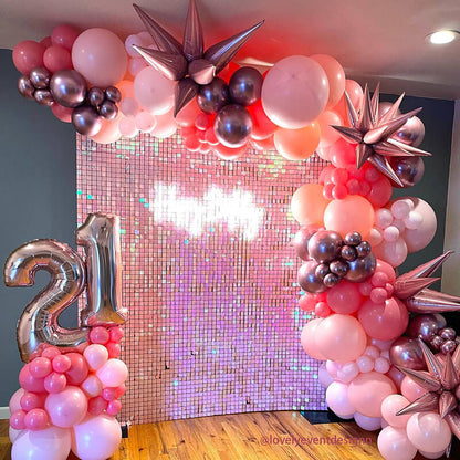 Gradient Pink Shimmer Wall Panels, Easy Setup Party Decorations-ubackdrop