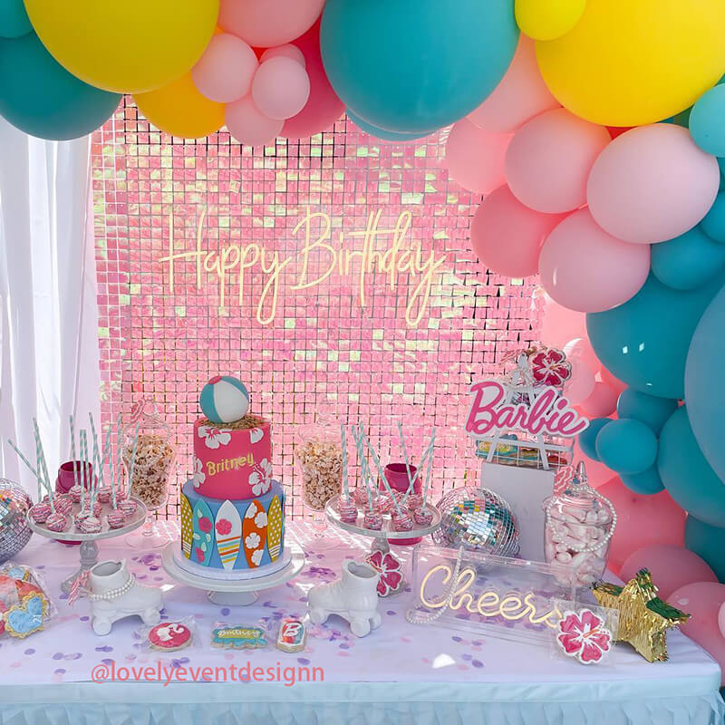 Gradient Pink Shimmer Wall Panels, Easy Setup Party Decorations-ubackdrop