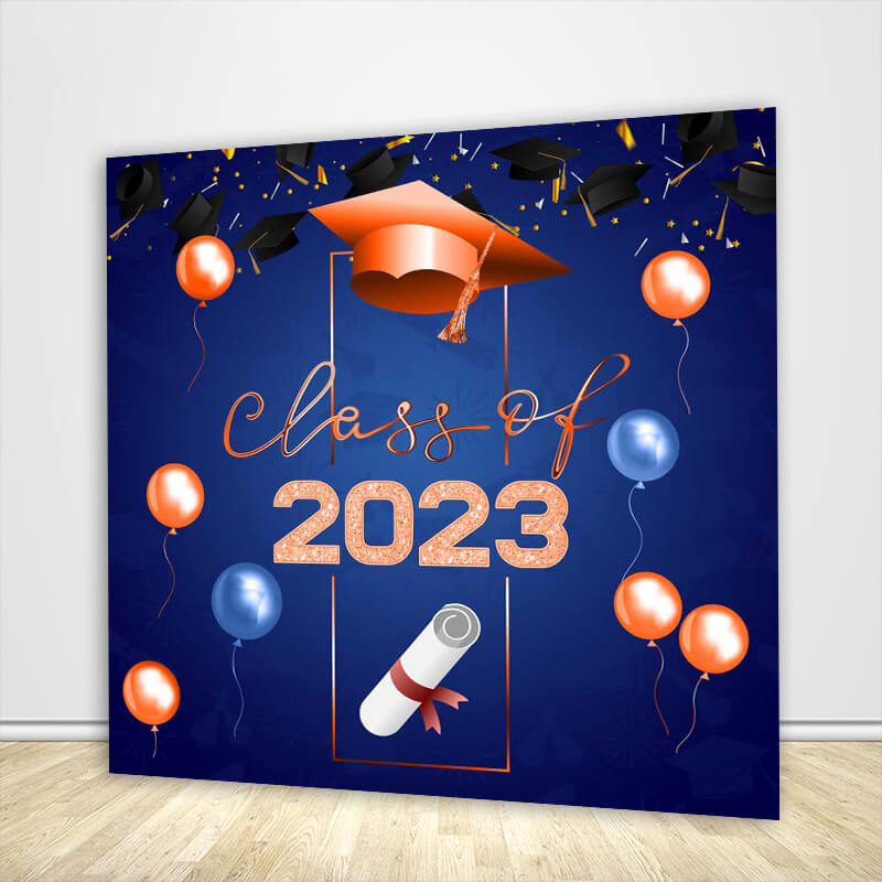 Graduation Blue and Orange Backdrop-ubackdrop