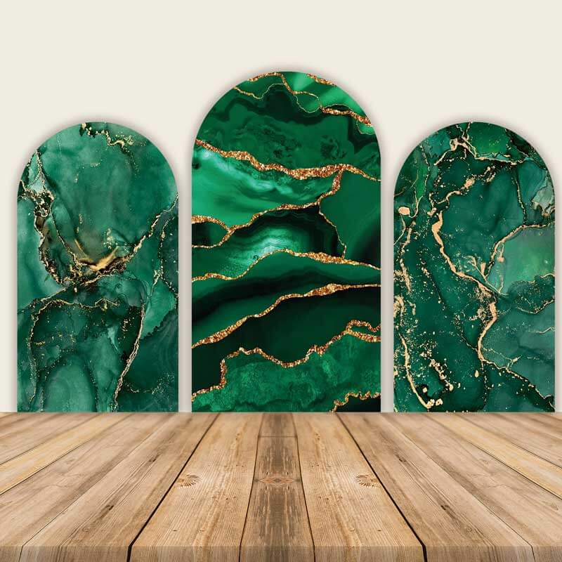 Green and Gold Marble Arch Walls Backdrop-ubackdrop