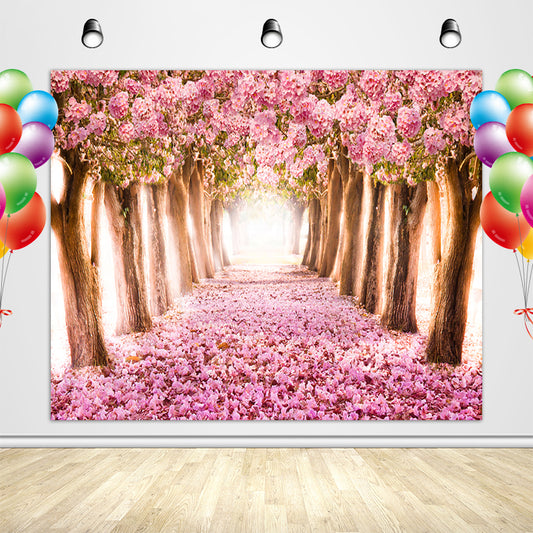 Floral Backdrop Wedding Flower Pink Autumn Backdrop-ubackdrop