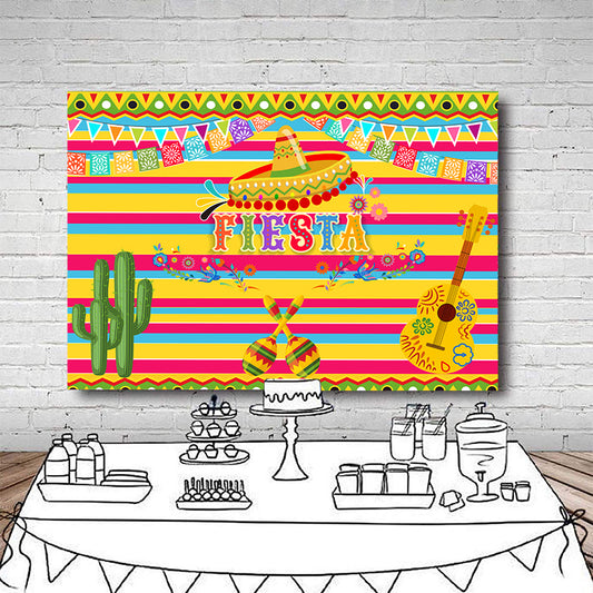 Fiesta Birthday Party Photography Backdrops Mexico Fiesta Theme Party Decoration Banner Photo Studio Booth Custom Backdrop-ubackdrop