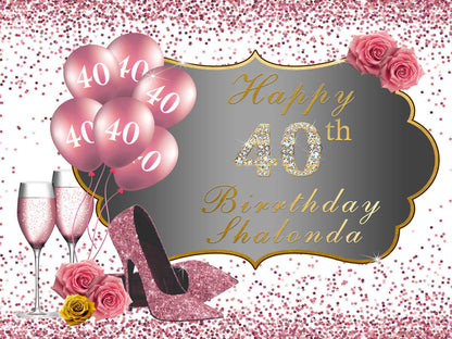 50th Birthday Backdrop High Heels Rose Gold Backdrop Birthday Party Decorations-ubackdrop