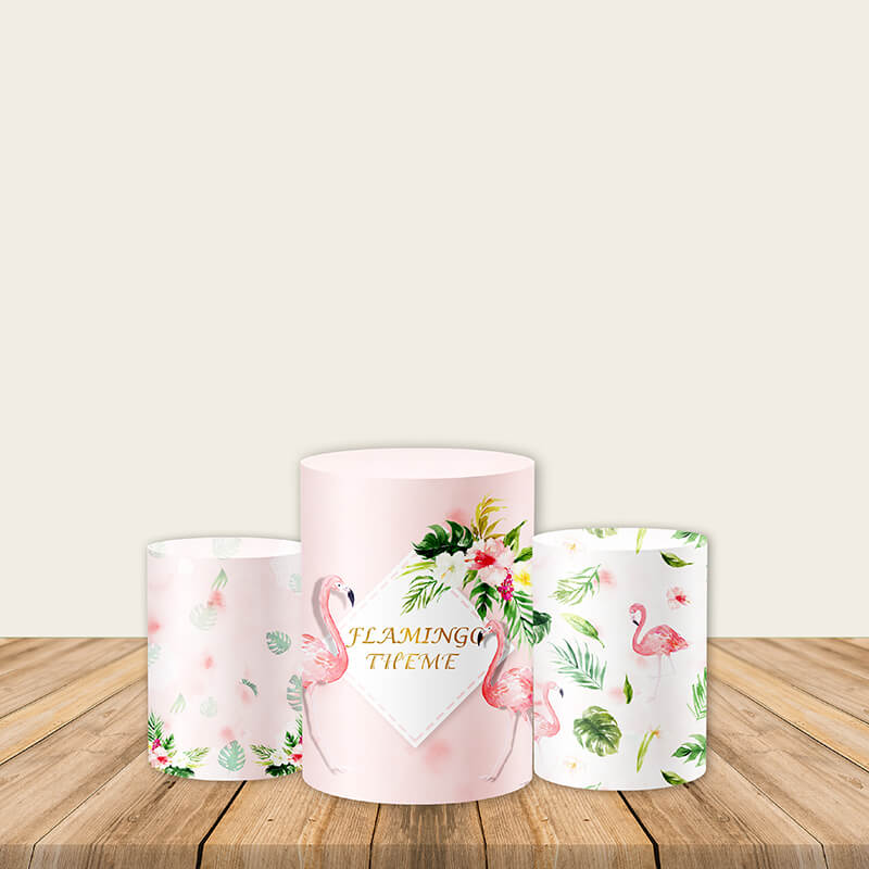 Flamingo Floral Utility Pedestal Covers Plinth Cover Printed Fabric Pedestal Cover-ubackdrop