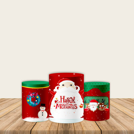 Merry Christmas Utility Pedestal Covers Plinth Cover Printed Fabric Pedestal Cover-ubackdrop