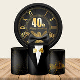 40th Birthday Round Backdrop Circle Backdrop for Men's Birthday Party Decoration