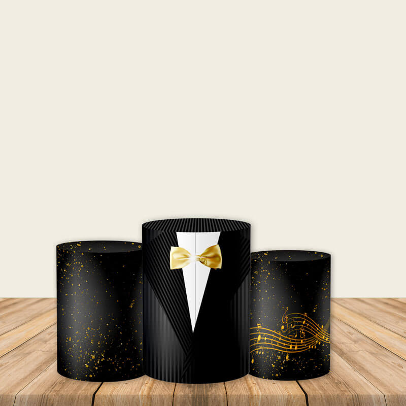 Black and Gold Utility Pedestal Covers Plinth Cover Printed Fabric Pedestal Cover-ubackdrop