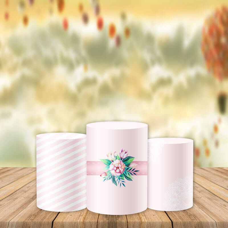 Floral Wedding Pedestal Covers Plinth Cover Printed Fabric Pedestal Cover-ubackdrop