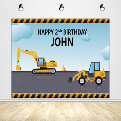 Truck Themed Backdrop Boy's Birthday Party Decoration Banner - Designed, Printed & Shipped-ubackdrop