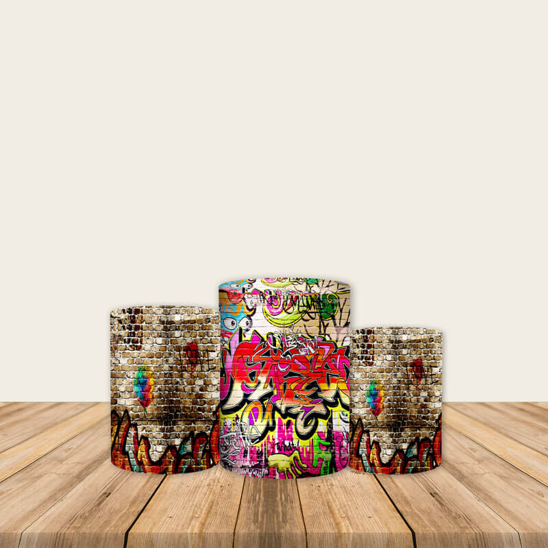 Graffiti Wall Pedestal Covers Plinth Cover Printed Fabric Pedestal Cover-ubackdrop