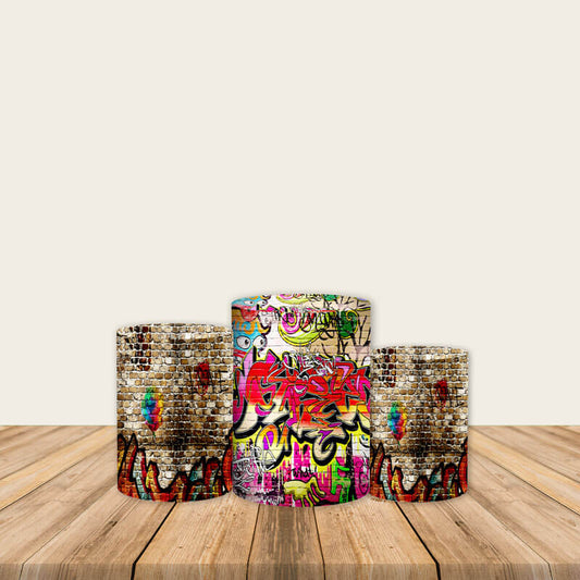 Graffiti Wall Pedestal Covers Plinth Cover Printed Fabric Pedestal Cover-ubackdrop