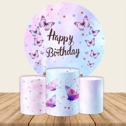 Butterfly Theme Round Backdrop | Birthday Party Decoration - Designed, Printed and Shipped-ubackdrop