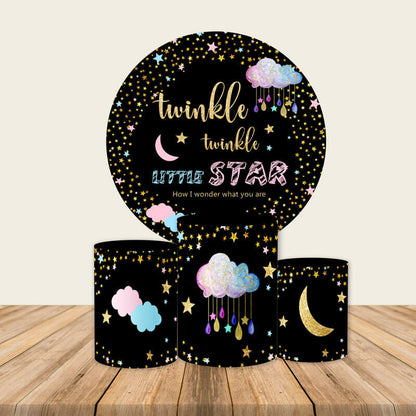 Twinkle Twinkle Little Star Round Backdrop | Birthday Party Decoration - Designed, Printed and Shipped-ubackdrop