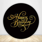 Happy Birthday Black & Gold Circle Backdrop Cover