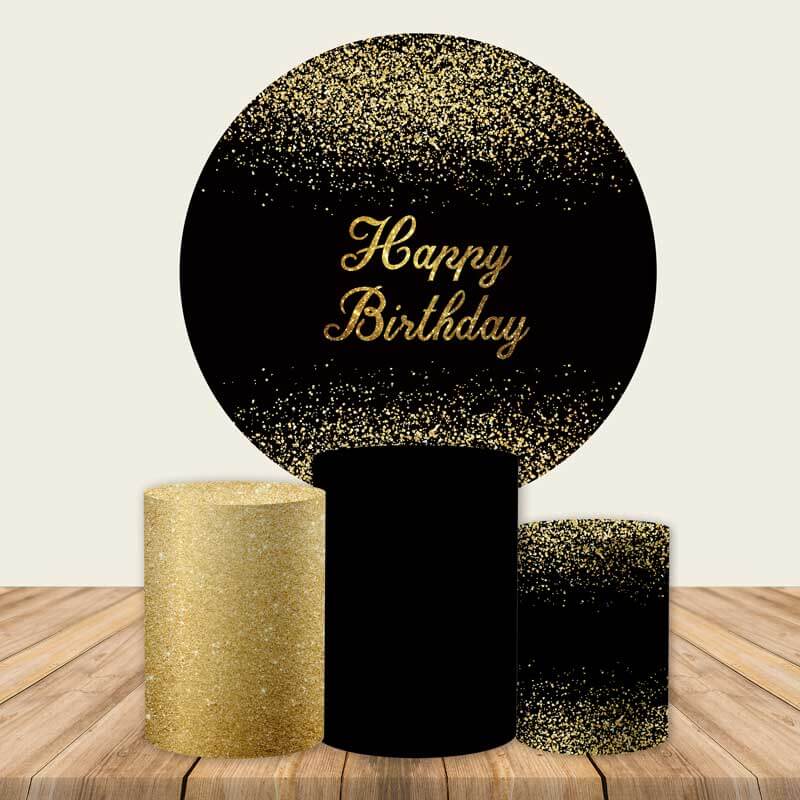 Black Rose Gold Glitter Round Backdrop Cover – ubackdrop
