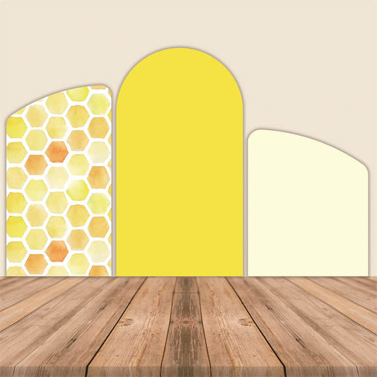 Honey Bee Theme Yellow Birthday Chiara Arched Wall Covers-ubackdrop
