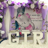Elephant with Purple Flower for Baby Shower