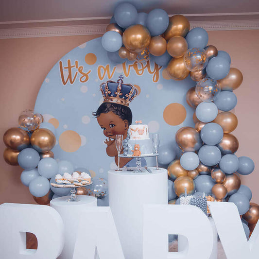 It's A Boy Baby Shower Round Backdrop Cover-ubackdrop