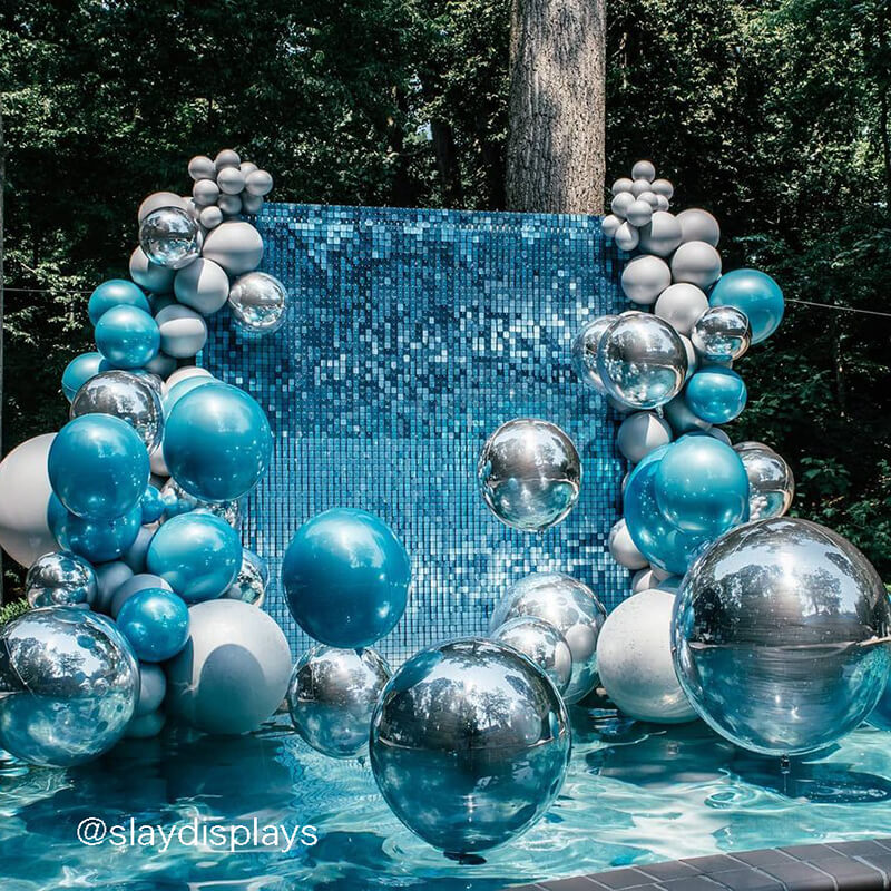 Lake Blue Shimmer Wall Panels – Easy Setup Wedding/Event/Theme Party Decorations-ubackdrop