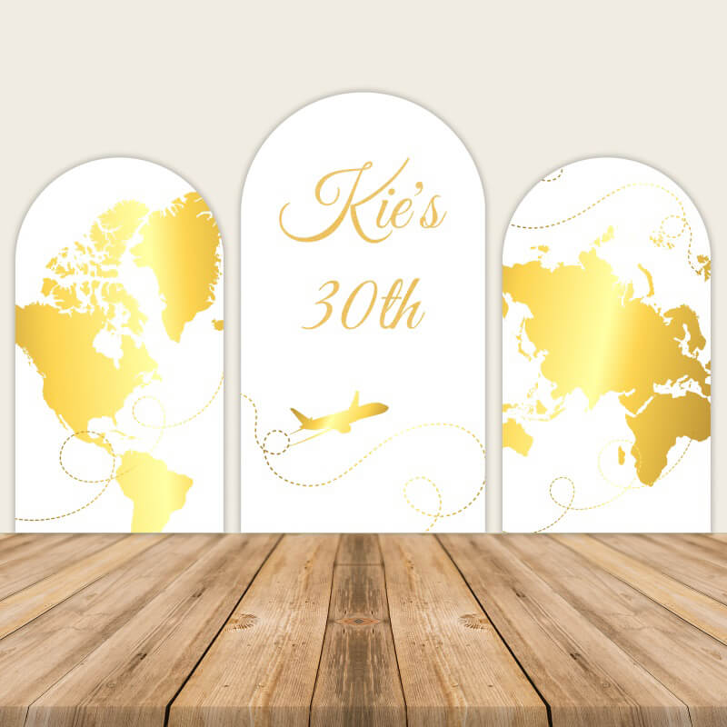 Let The Adventure Begin Birthday Arched Wall Cover-ubackdrop