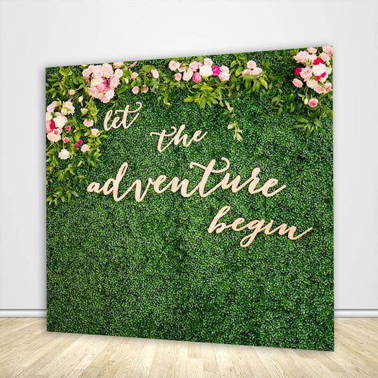 Let The Adventure Begin Greenery Wedding Backdrop-ubackdrop
