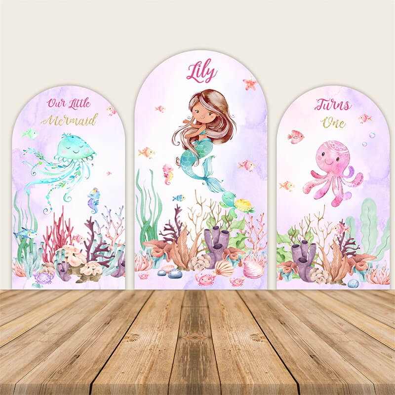Little Mermaid Birthday Chiara Arched Wall Covers-ubackdrop