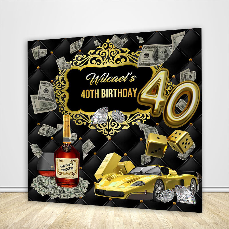 Male 40th Birthday Backdrop-ubackdrop