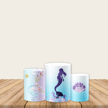 Mermaid Party Fabric Pedestal Covers-ubackdrop