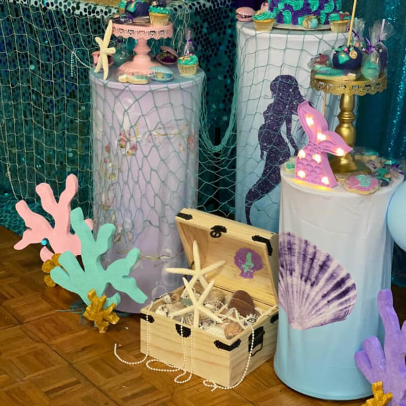 Mermaid Party Fabric Pedestal Covers-ubackdrop