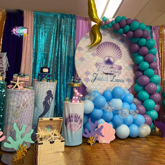 Mermaid Party Round Backdrop-ubackdrop