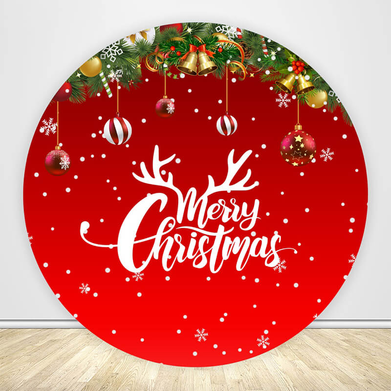 Merry Christmas Round Backdrop Cover ubackdrop