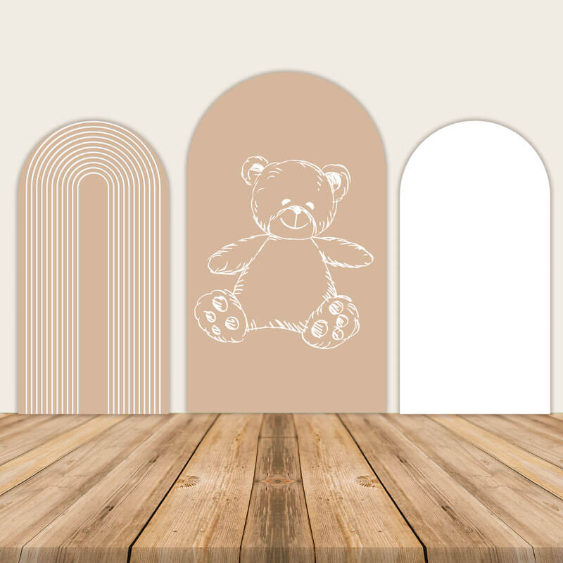 Nude Bear Baby Shower Chiara Arched Wall Covers-ubackdrop