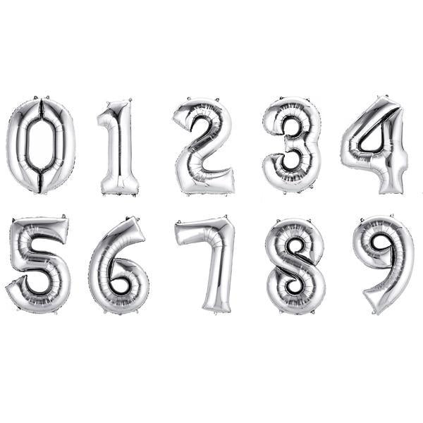 Silver number balloons deals