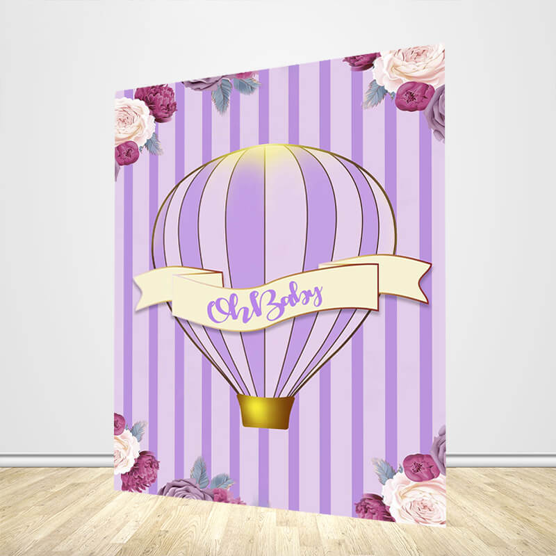 Oh Baby Girls' Baby Shower Backdrop Purple Theme Baby Shower Party Decorations - Designed, Printed & Shipped-ubackdrop