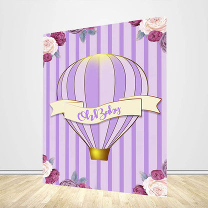 Oh Baby Girls' Baby Shower Backdrop Purple Theme Baby Shower Party Decorations - Designed, Printed & Shipped-ubackdrop